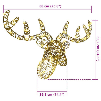 Reindeer Pull Sleigh Warm white 68 x 36.5 x 62.5 cm Rattan
