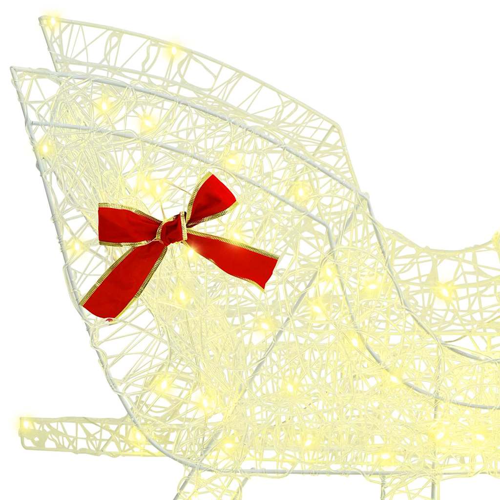 Reindeer Pull Sleigh Warm white 70 x 26 x 130 cm Acrylic