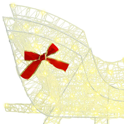 Reindeer Pull Sleigh Warm white 70 x 26 x 130 cm Acrylic