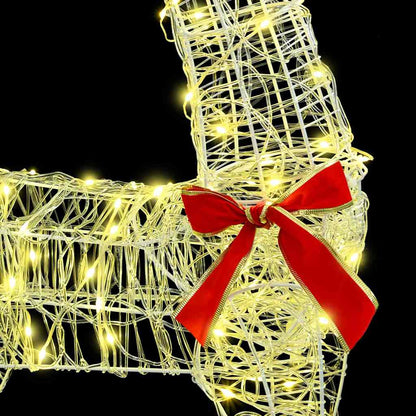 Reindeer Pull Sleigh Warm white 70 x 26 x 130 cm Acrylic