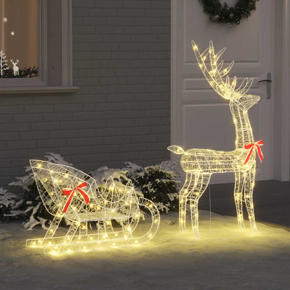 Reindeer Pull Sleigh Warm white 70 x 26 x 130 cm Acrylic