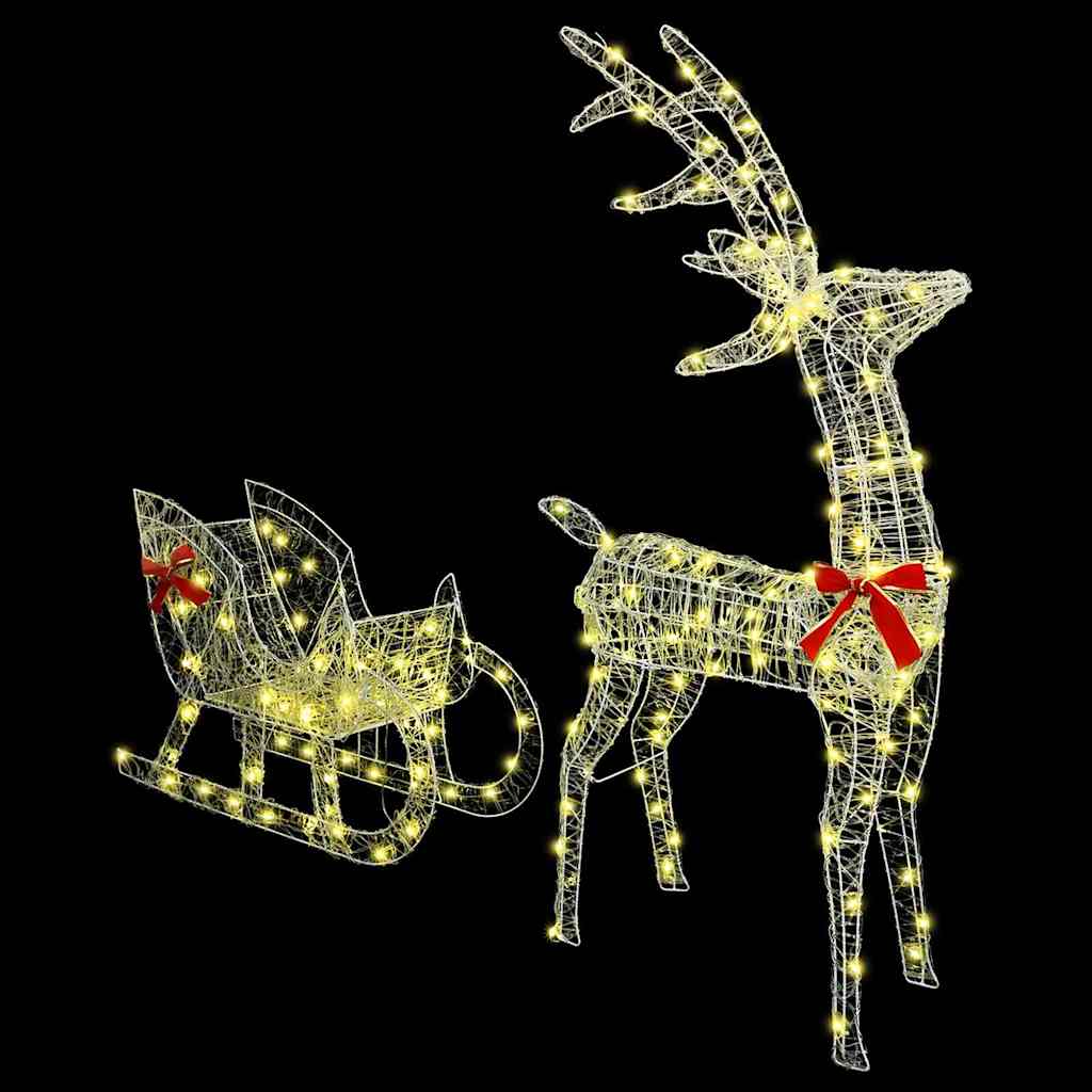 Reindeer Pull Sleigh Warm white 70 x 26 x 130 cm Acrylic