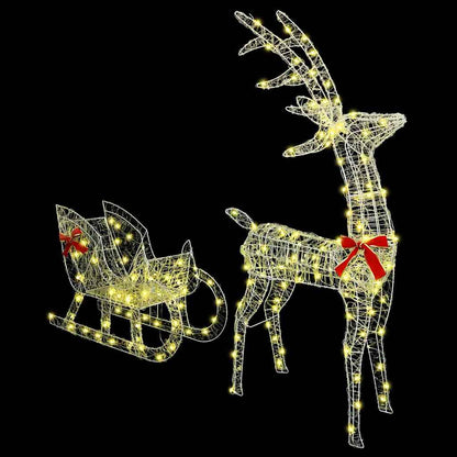 Reindeer Pull Sleigh Warm white 70 x 26 x 130 cm Acrylic