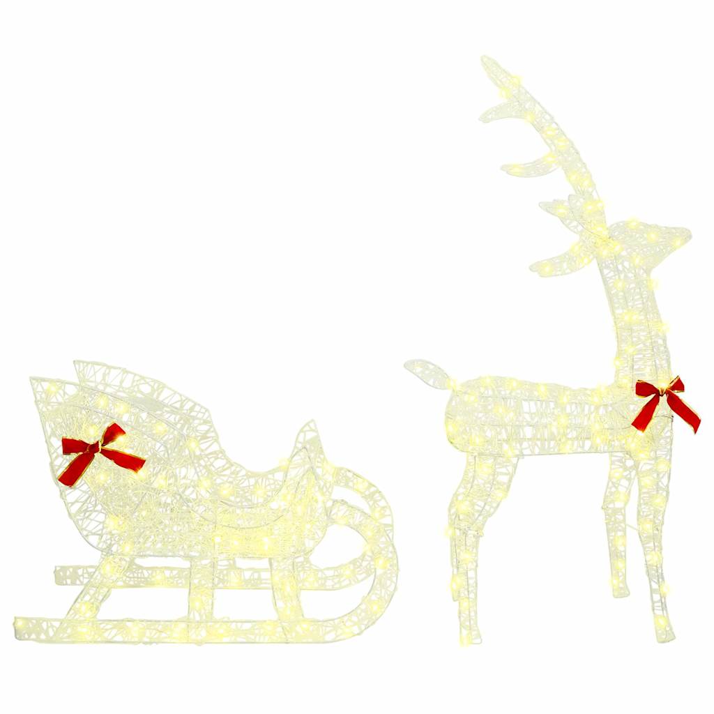 Reindeer Pull Sleigh Warm white 70 x 26 x 130 cm Acrylic