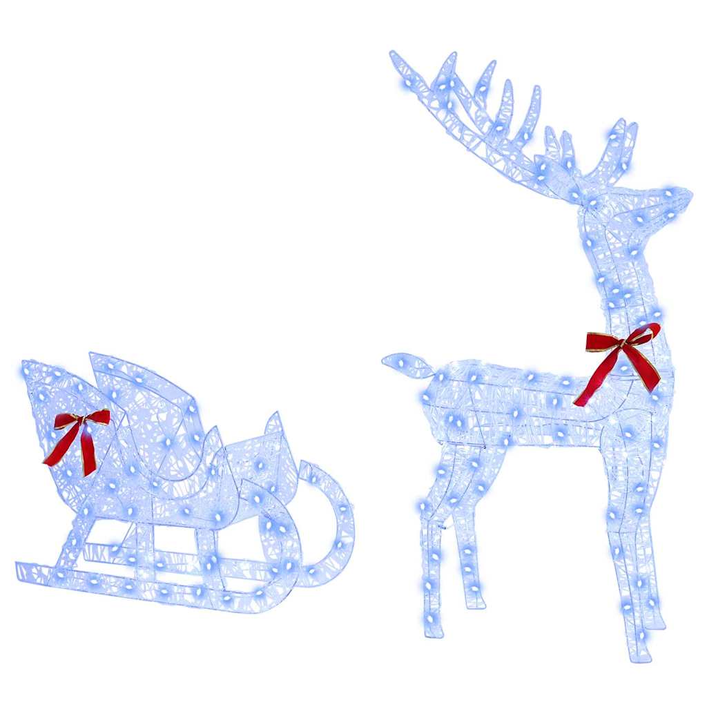 Reindeer Pull Sleigh Blue 70 x 24 x 128 cm Acrylic 200 LEDs