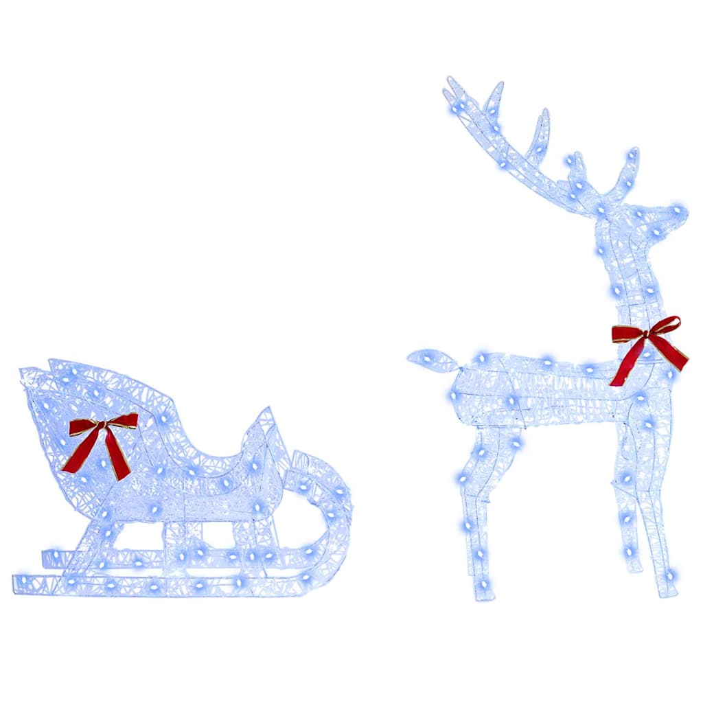 Reindeer Pull Sleigh Blue 70 x 24 x 128 cm Acrylic 200 LEDs