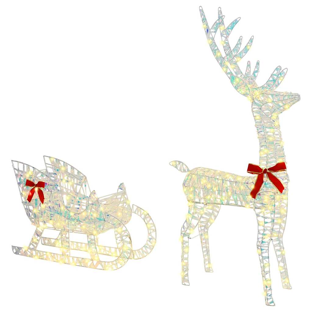 Reindeer Pull Sleigh Warm white 70 x 26 x 129 cm PET