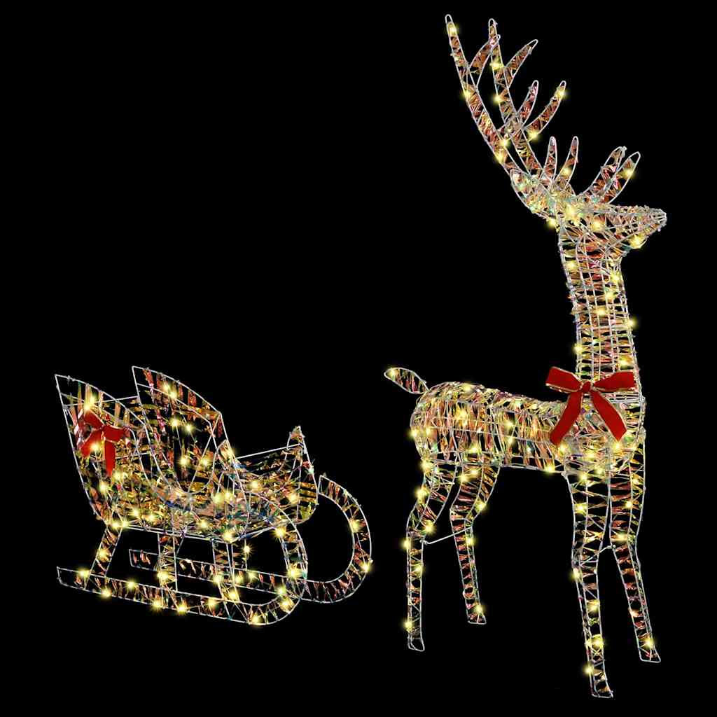 Reindeer Pull Sleigh Warm white 70 x 26 x 129 cm PET