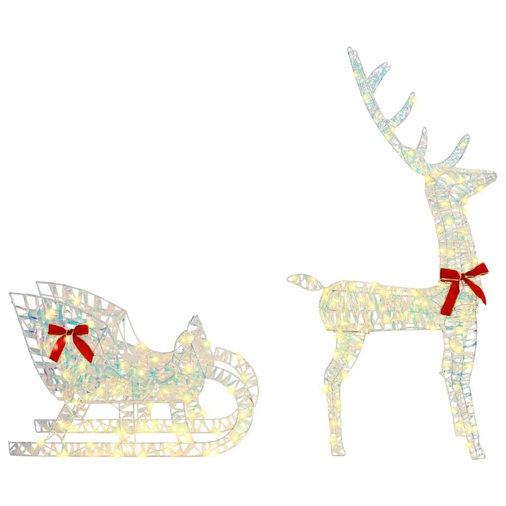 Reindeer Pull Sleigh Warm white 70 x 26 x 129 cm PET