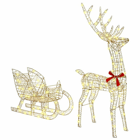 Reindeer Pull Sleigh 200 LEDs Warm white 70 x 26 x 129 cm PET