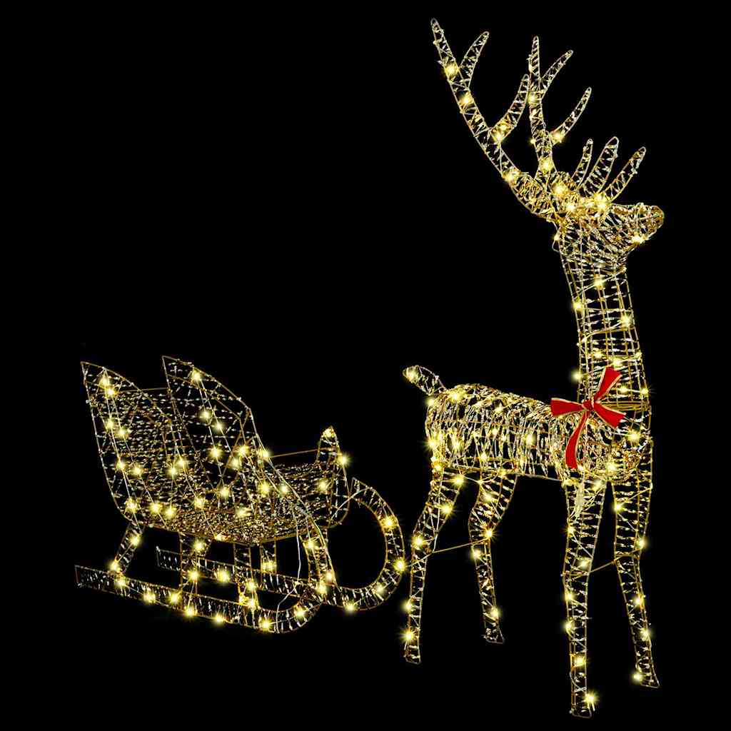 Reindeer Pull Sleigh 200 LEDs Warm white 70 x 26 x 129 cm PET