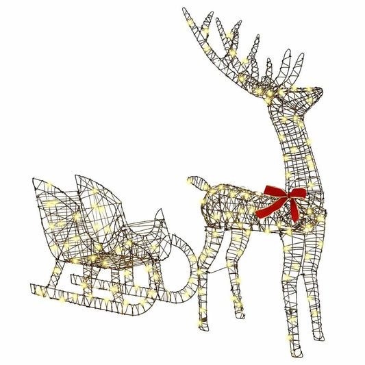 Reindeer Pull Sleigh Warm white 70 x 26 x 129 cm Rattan