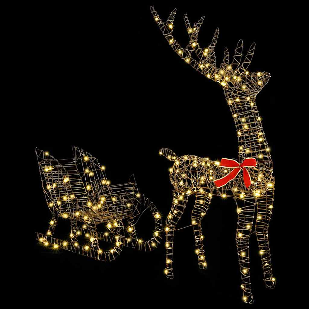Reindeer Pull Sleigh LOVIISA 2 pcs 200 LEDs Warm White