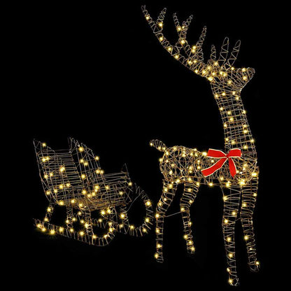 Reindeer Pull Sleigh LOVIISA 2 pcs 200 LEDs Warm White