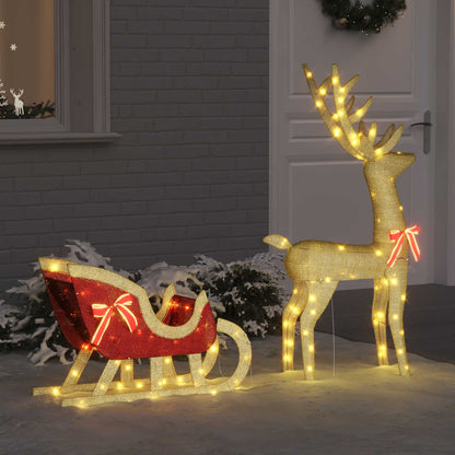Reindeer Pull Sleigh Warm white 151 x 28 x 128.5 cm Fabric