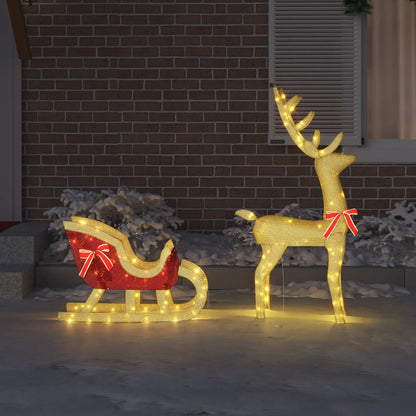 Reindeer Pull Sleigh Warm white 151 x 28 x 128.5 cm Fabric