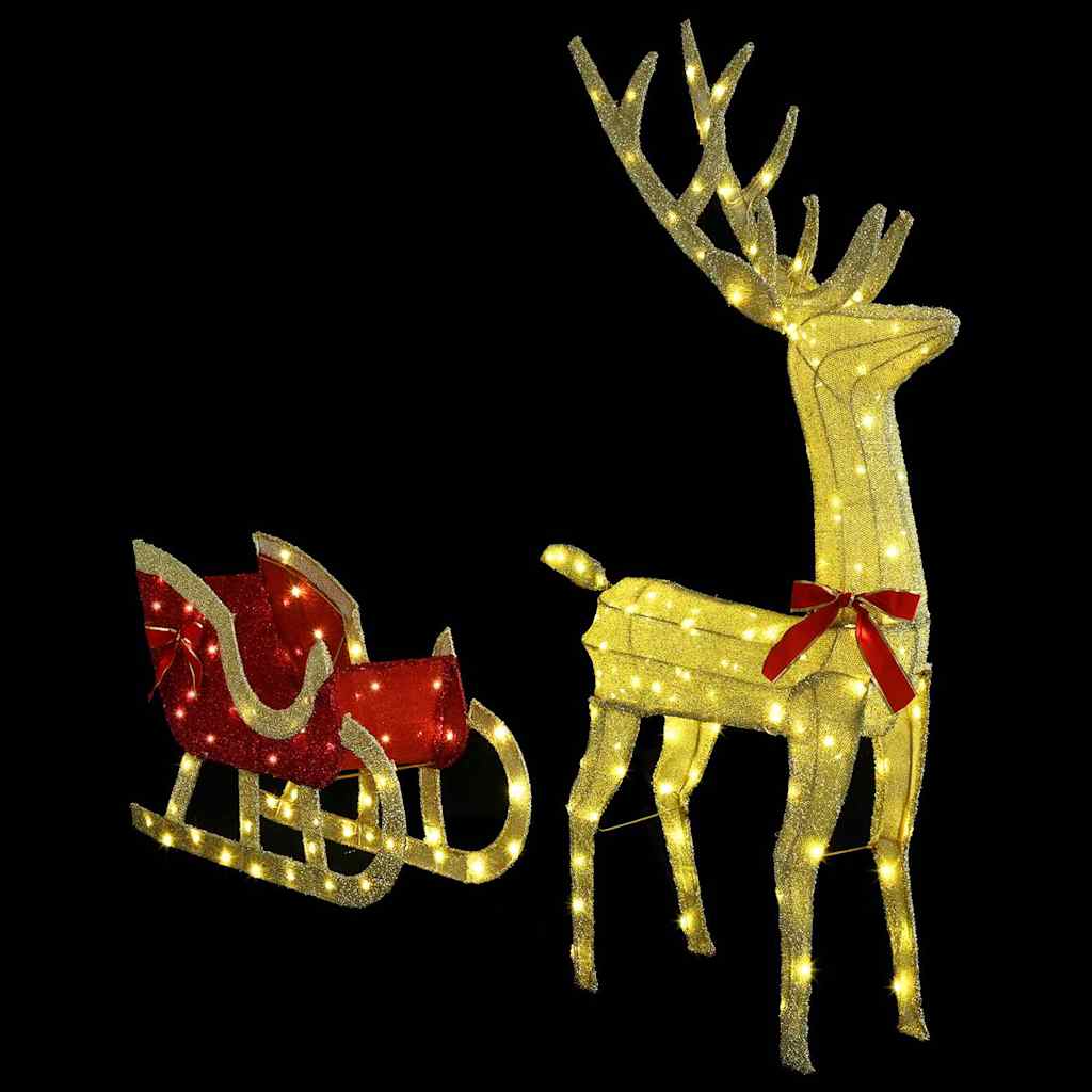 Reindeer Pull Sleigh Warm white 151 x 28 x 128.5 cm Fabric