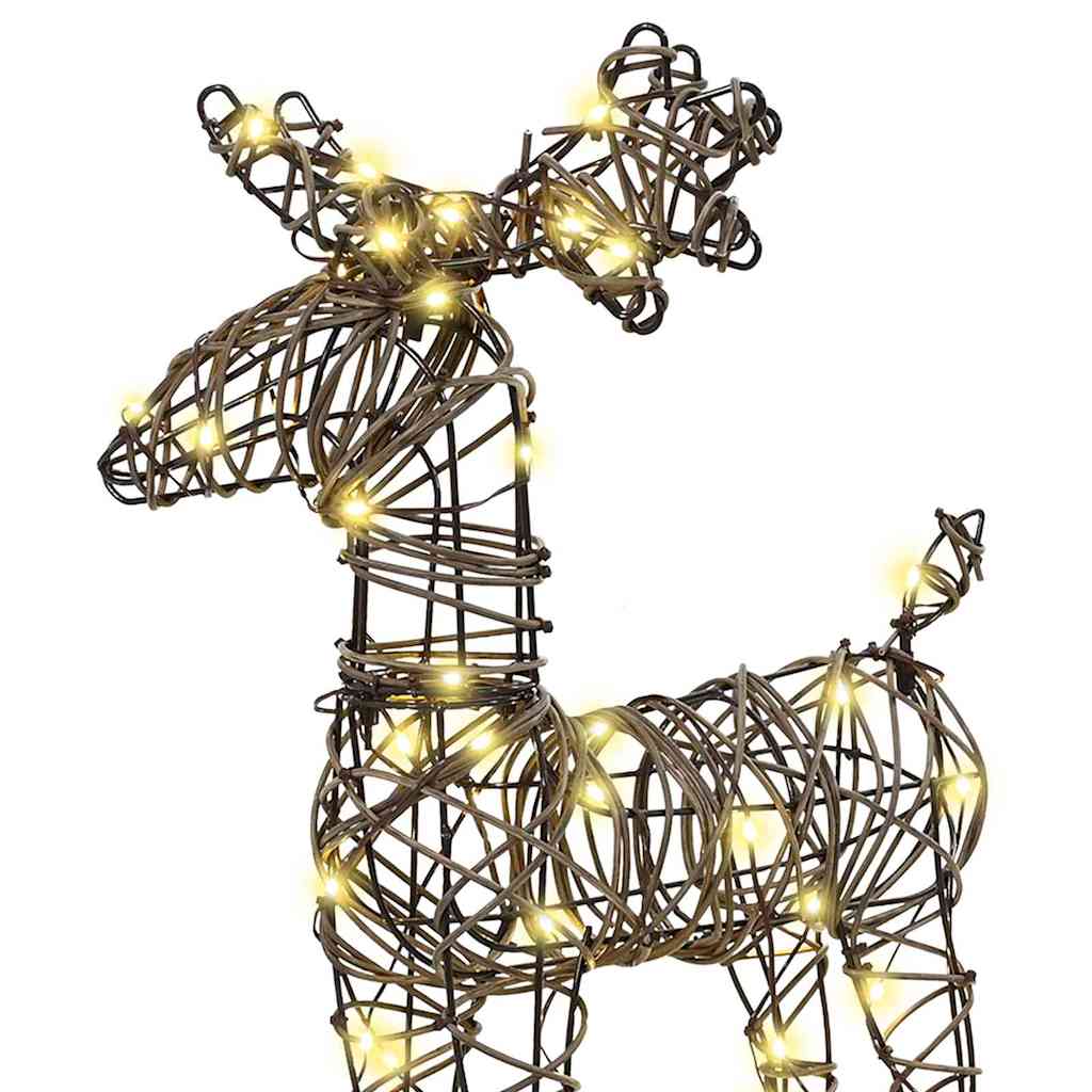 Reindeer Pull Sleigh Warm White 53 x 28 x 33 cm Rattan