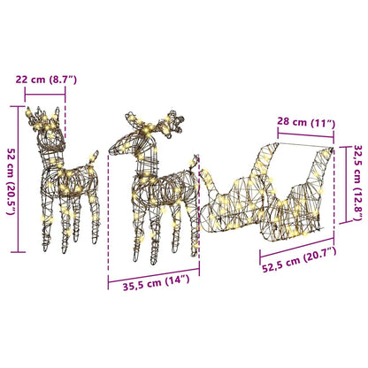 Reindeer Pull Sleigh Warm White 53 x 28 x 33 cm Rattan