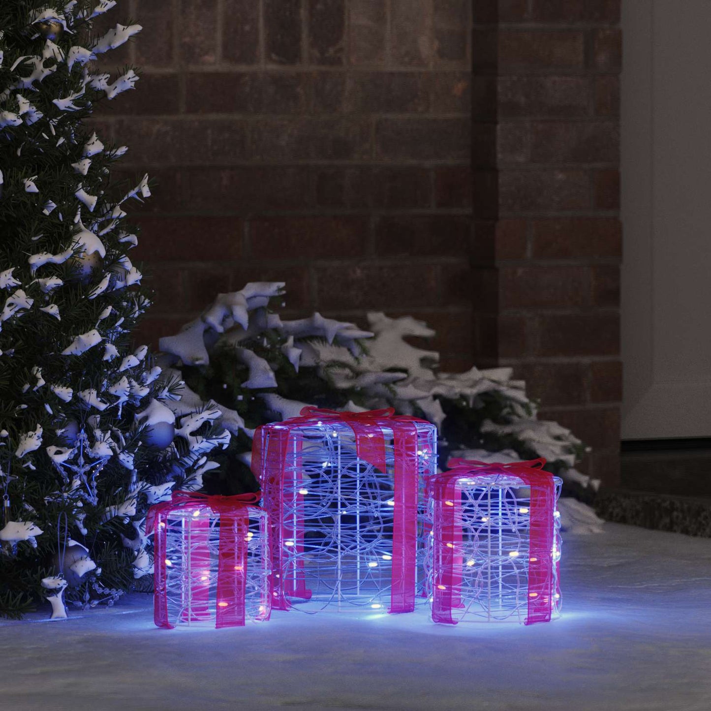 Gift Box Decoration 3 pcs Blue 20 x 20 x 21 cm Acrylic