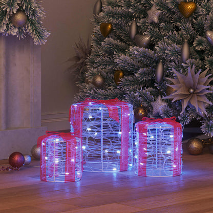 Gift Box Decoration 3 pcs Blue 20 x 20 x 21 cm Acrylic