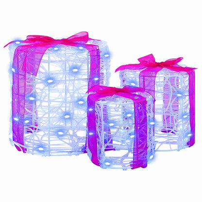 Gift Box Decoration 3 pcs Blue 20 x 20 x 21 cm Acrylic
