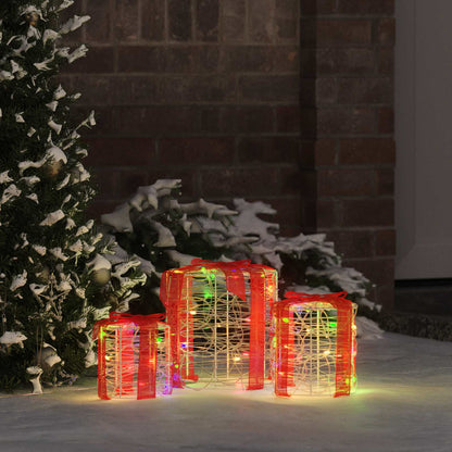 Gift Box Decoration 3 pcs Colourful 20 x 20 x 21 cm Acrylic