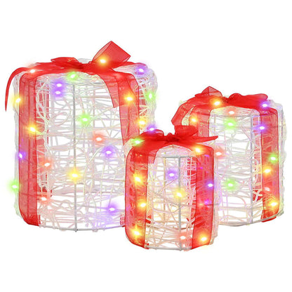 Gift Box Decoration 3 pcs Colourful 20 x 20 x 21 cm Acrylic