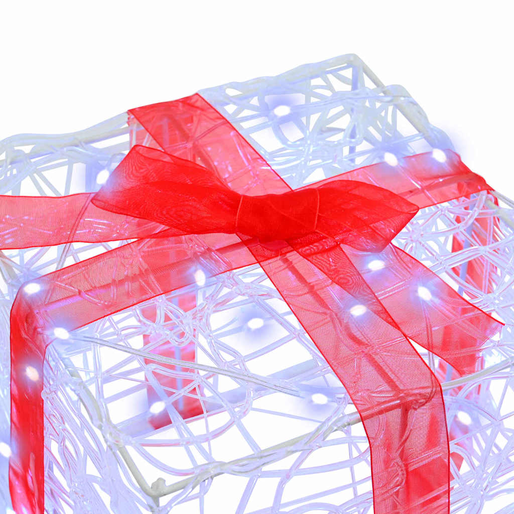 Gift Box with 60 LEDs 3 pcs Cold white 20 x 20 x 20 cm Acrylic