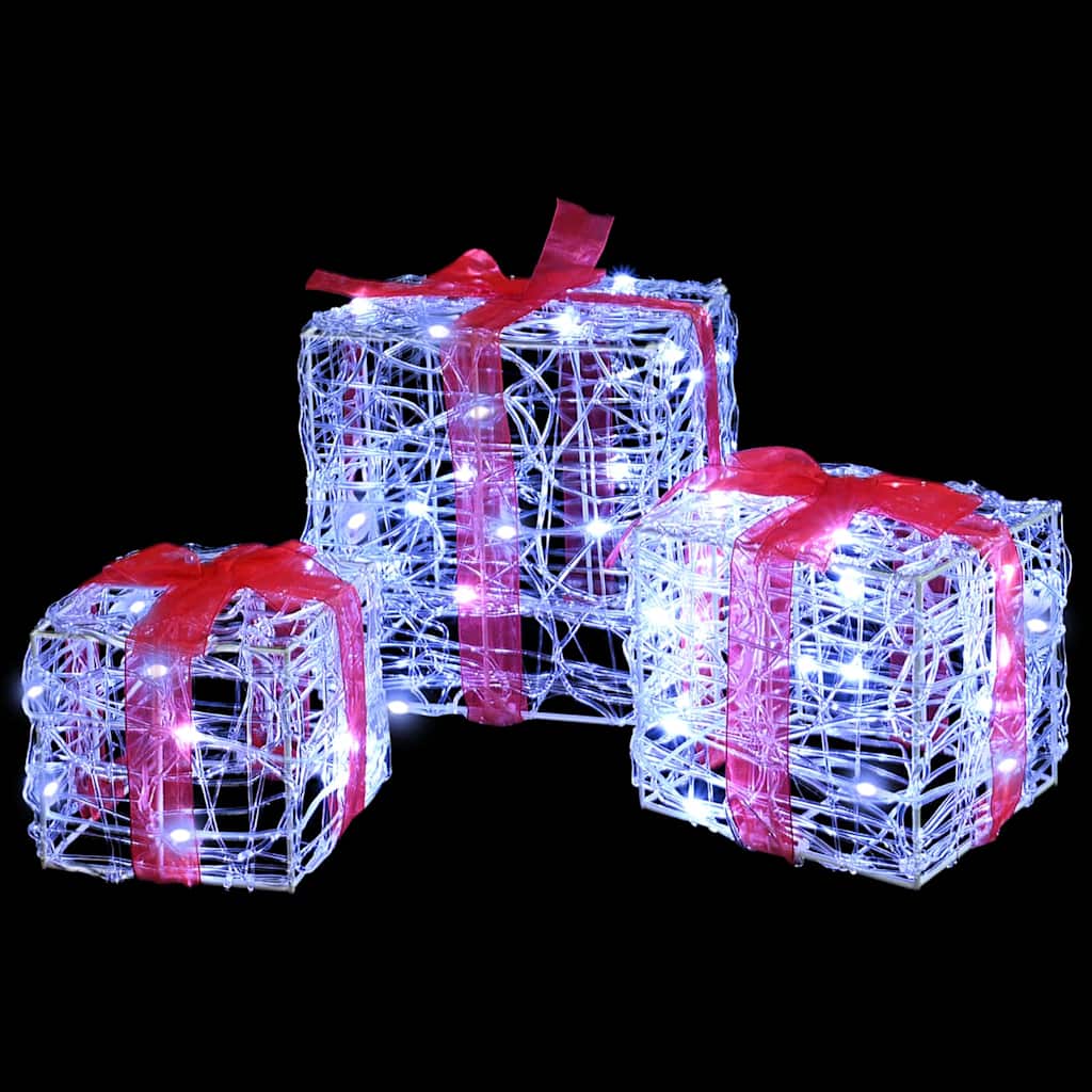 Gift Box with 60 LEDs 3 pcs Cold white 20 x 20 x 20 cm Acrylic