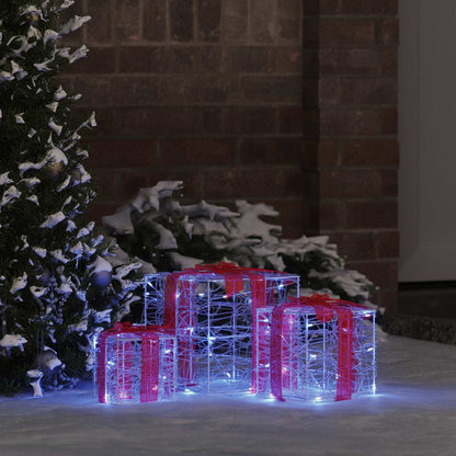 Gift Box with 60 LEDs 3 pcs Blue 20 x 20 x 20 cm Acrylic