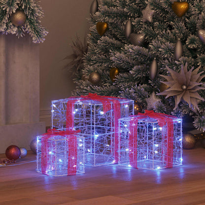 Gift Box with 60 LEDs 3 pcs Blue 20 x 20 x 20 cm Acrylic