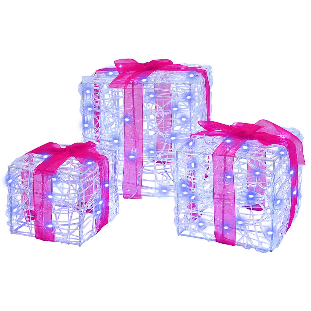 Gift Box with 60 LEDs 3 pcs Blue 20 x 20 x 20 cm Acrylic