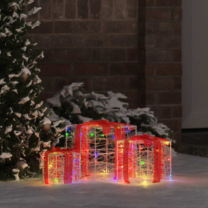 Gift Box with 60 LEDs 3 pcs Multicolour 20 x 20 x 20 cm Acrylic