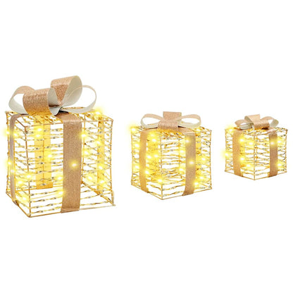 Gift Box with 60 LEDs 3 pcs Warm white 20 x 20 x 20 cm PET