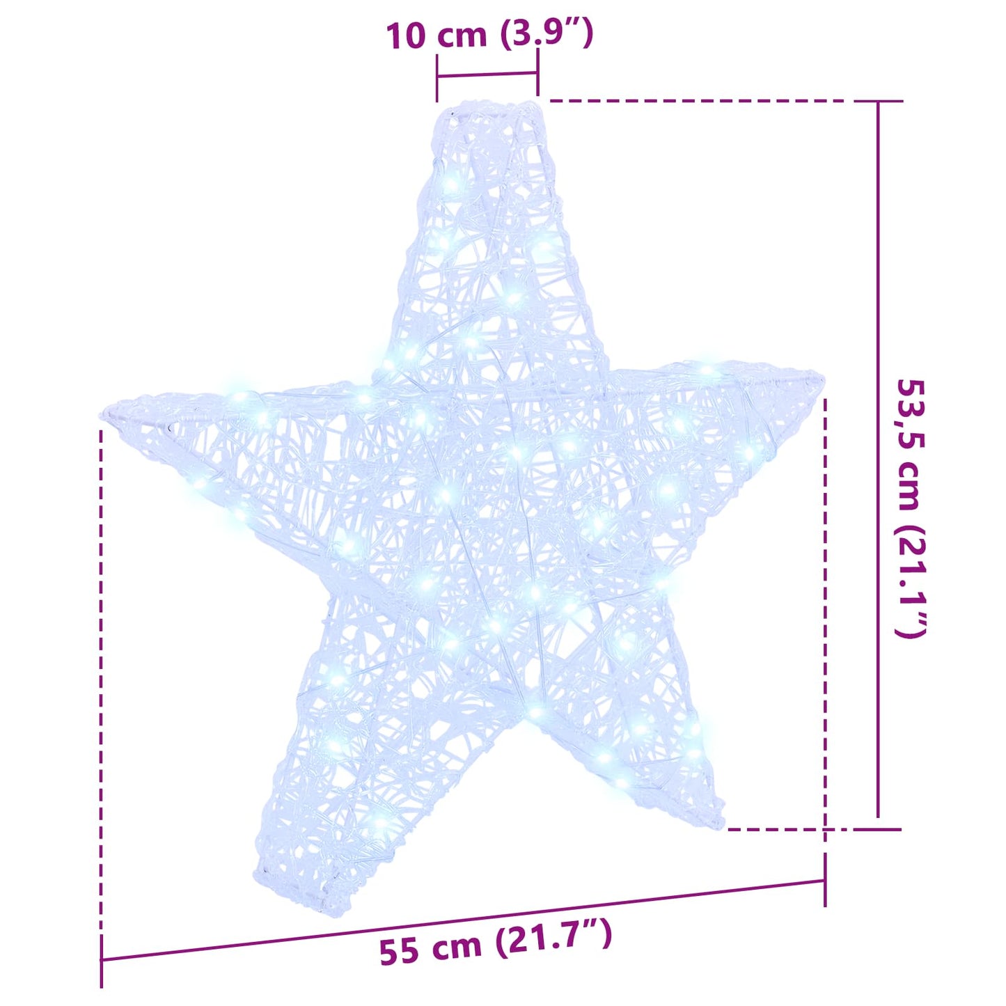 3D Star with 50 LEDs Cold white 55 x 53.5 x 10 cm Acrylic