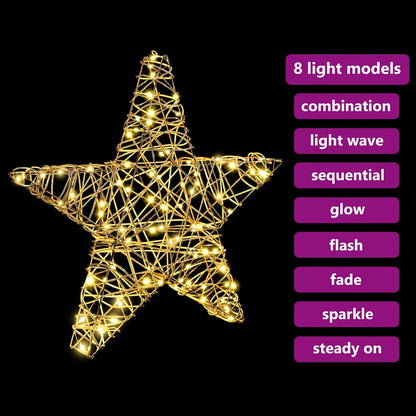 3D Star 50 LEDs Warm white 55 x 52.5 x 9 cm Rattan