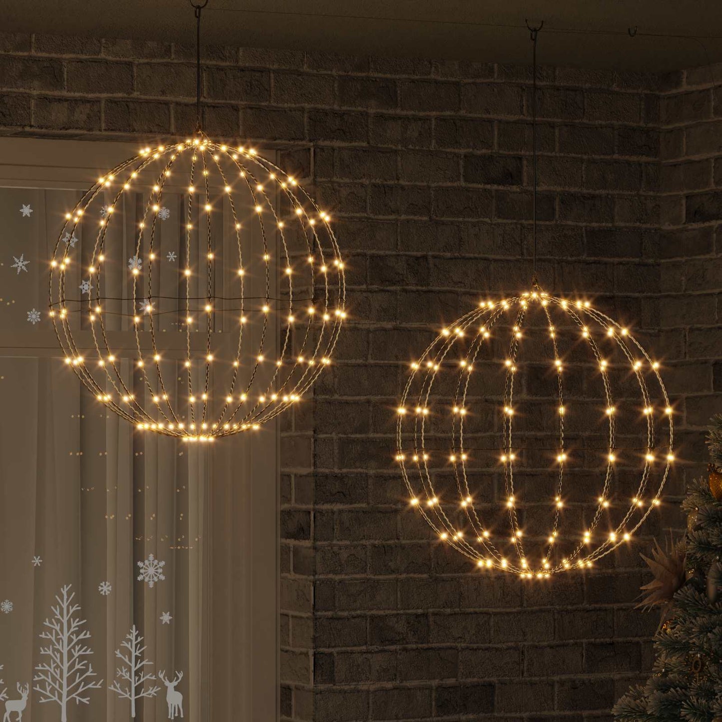 Ball with 384 LEDs 2 pcs Warm white 59.5 x 59.5 x 63 cm Metal