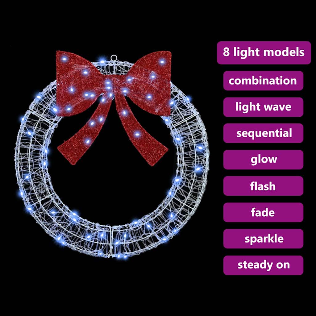 Wreath with 60 LEDs Cold white 76 x 76 x8.5 cm Acrylic