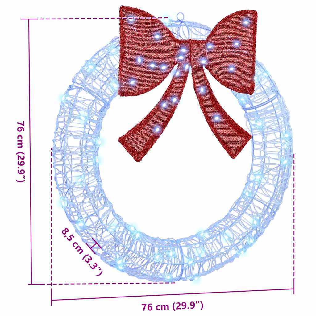 Wreath with 60 LEDs Blue 76 x 76 x8.5 cm Acrylic