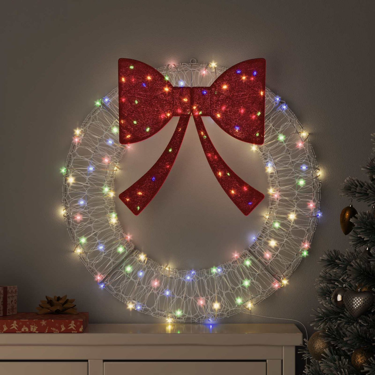 Wreath with 60 LEDs Multicolour 76 x 76 x8.5 cm Acrylic