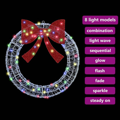 Wreath with 60 LEDs Multicolour 76 x 76 x8.5 cm Acrylic