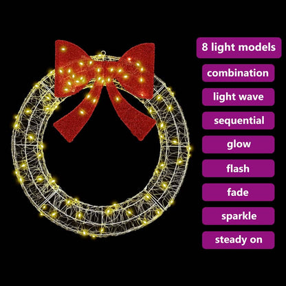 Wreath with 80 LEDs Warm white 92 x 92 x 9.5 cm Acrylic
