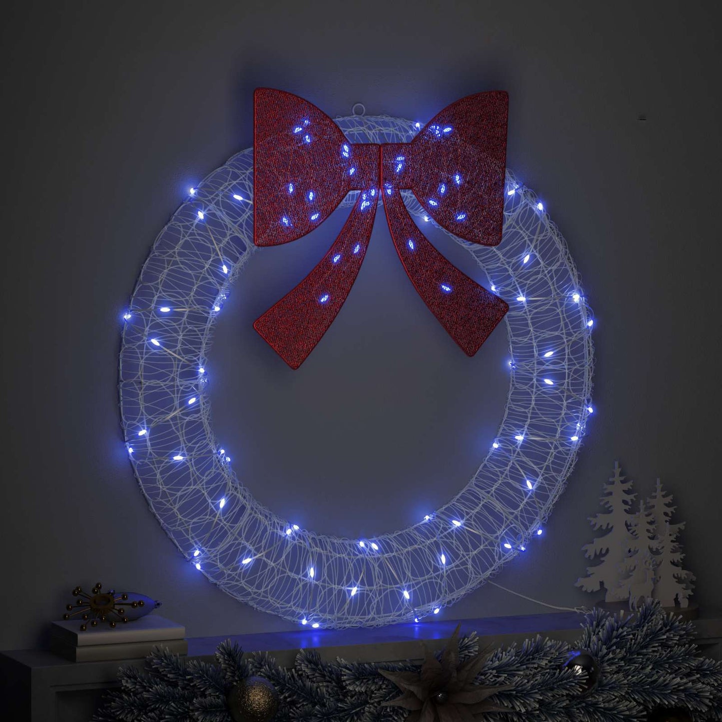 Wreath with 80 LEDs Blue 92 x 92 x 9.5 cm Acrylic