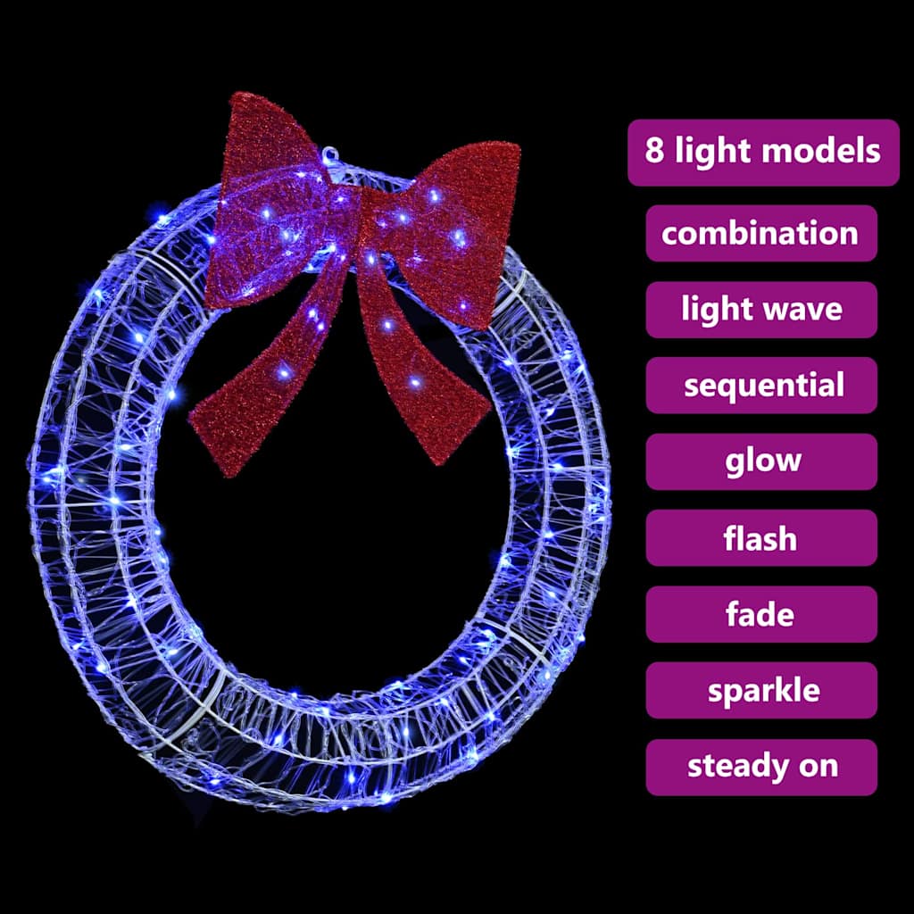 Wreath with 80 LEDs Blue 92 x 92 x 9.5 cm Acrylic
