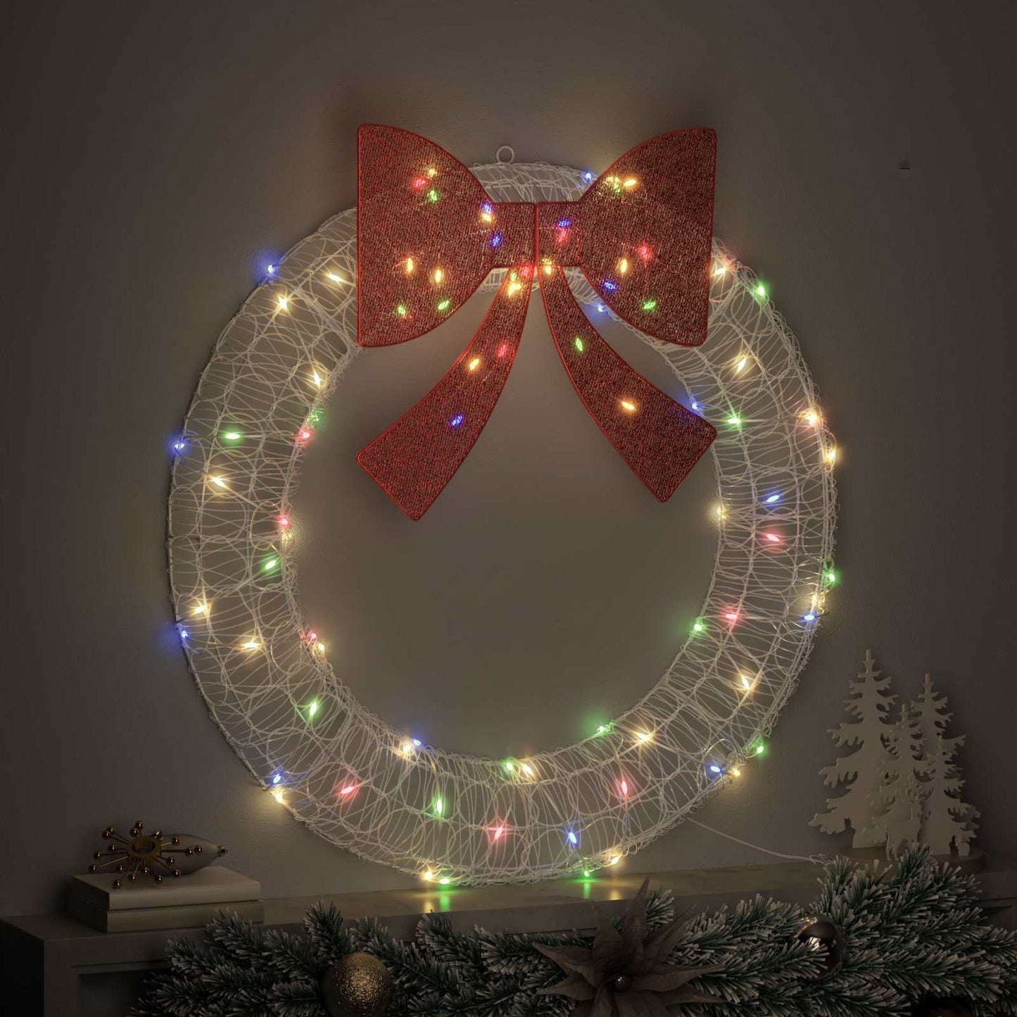 Wreath with 80 LEDs Multicolour 92 x 92 x 9.5 cm Acrylic