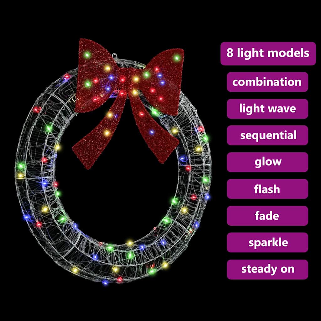 Wreath with 80 LEDs Multicolour 92 x 92 x 9.5 cm Acrylic