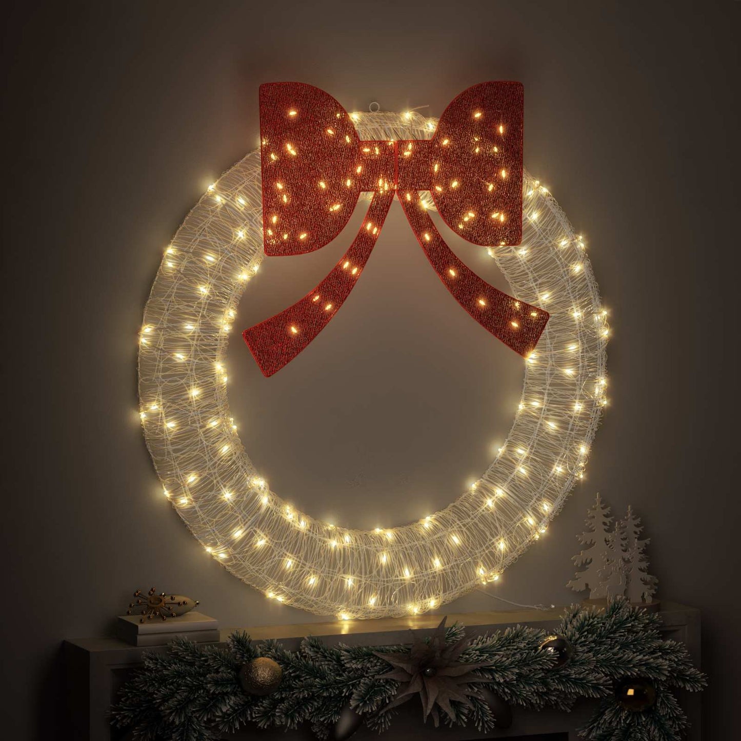 Wreath with 150 LEDs Warm white 120 cm Acrylic