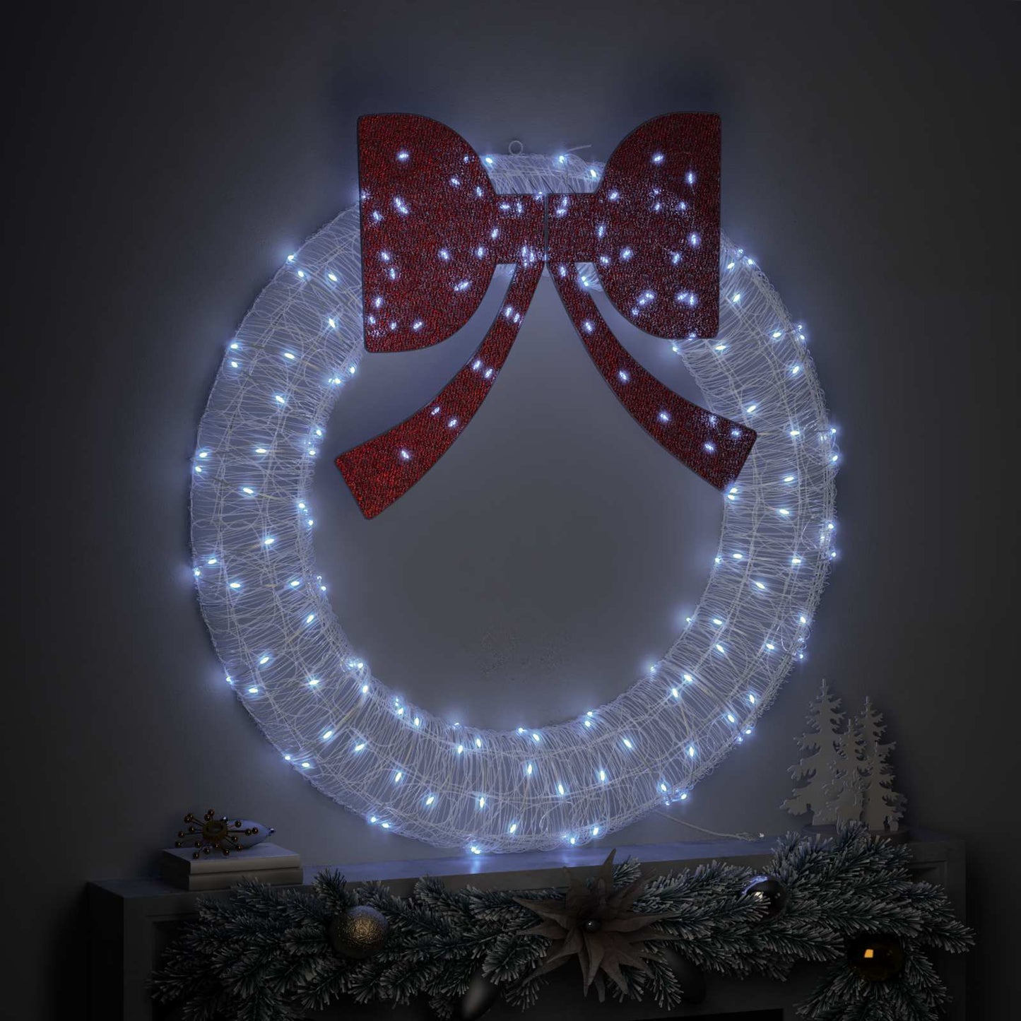 Wreath with 150 LEDs Cold white 120 cm Acrylic