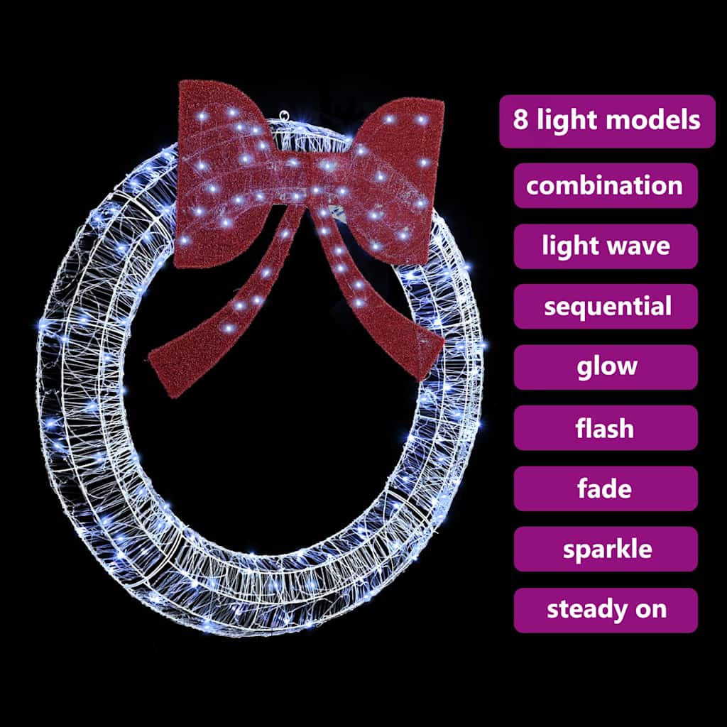 Wreath with 150 LEDs Cold white 120 cm Acrylic